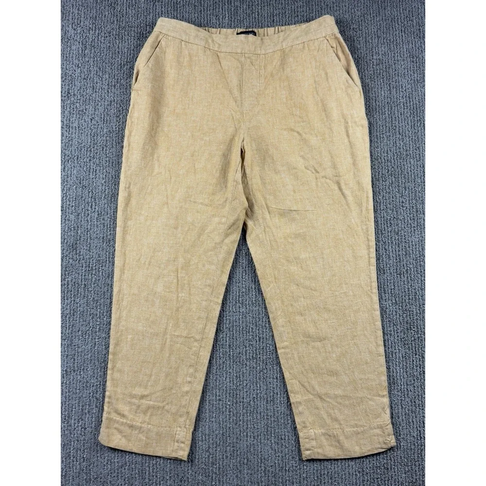 Banana Republic Womens 8P Hayden Pant Pull On Linen Blend Ankle Stretch Yellow